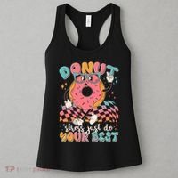 Cute Retro Cartoon Donut Stress Just Do Your Best Women's Tank Top thumb 3
