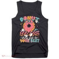 Cute Retro Cartoon Donut Stress Just Do Your Best Tank Top thumb 0
