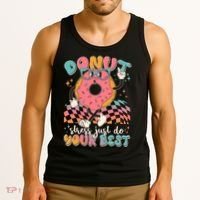 Cute Retro Cartoon Donut Stress Just Do Your Best Tank Top thumb 3