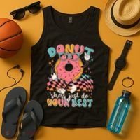 Cute Retro Cartoon Donut Stress Just Do Your Best Tank Top thumb 4