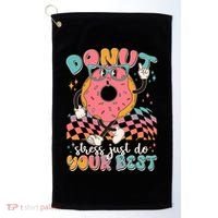 Cute Retro Cartoon Donut Stress Just Do Your Best Golf Towel thumb 0