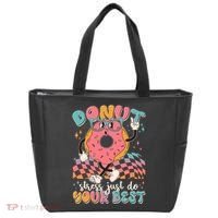 Cute Retro Cartoon Donut Stress Just Do Your Best Tote Bag thumb 0