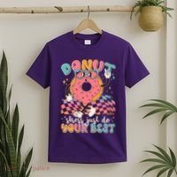 Cute Retro Cartoon Donut Stress Just Do Your Best T-Shirt thumb 2