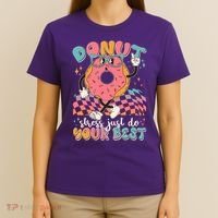 Cute Retro Cartoon Donut Stress Just Do Your Best T-Shirt thumb 4