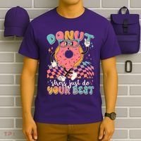 Cute Retro Cartoon Donut Stress Just Do Your Best T-Shirt thumb 6
