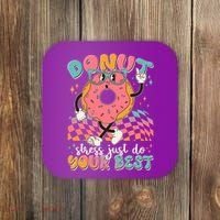 Cute Retro Cartoon Donut Stress Just Do Your Best Coaster thumb 0