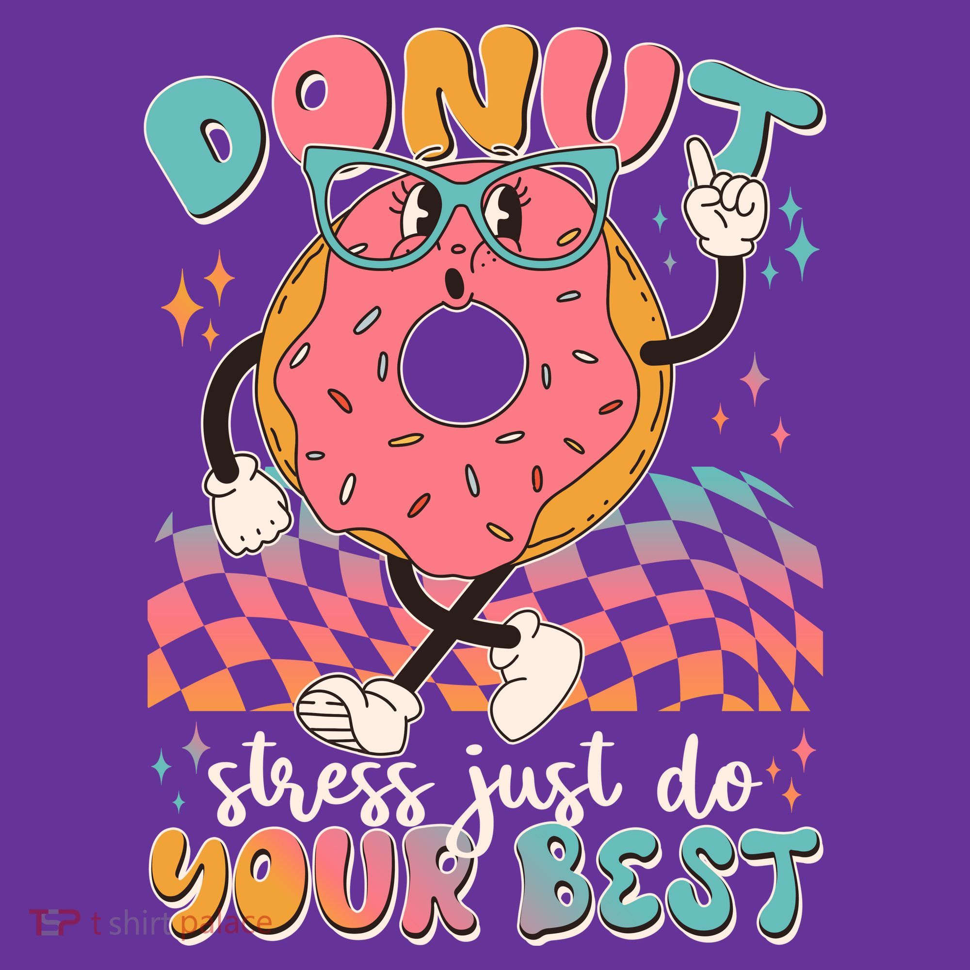 Cute Retro Cartoon Donut Stress Just Do Your Best Mousepad