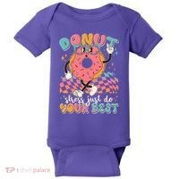 Cute Retro Cartoon Donut Stress Just Do Your Best Baby Bodysuit thumb 0