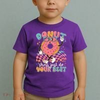 Cute Retro Cartoon Donut Stress Just Do Your Best Toddler T-Shirt thumb 2