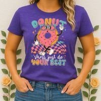 Cute Retro Cartoon Donut Stress Just Do Your Best Women's T-Shirt thumb 2