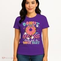 Cute Retro Cartoon Donut Stress Just Do Your Best Women's T-Shirt thumb 4