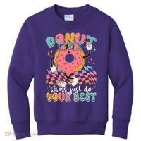 Cute Retro Cartoon Donut Stress Just Do Your Best Kids Sweatshirt thumb 0