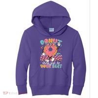 Cute Retro Cartoon Donut Stress Just Do Your Best Kids Hoodie thumb 0