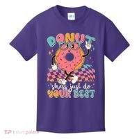 Cute Retro Cartoon Donut Stress Just Do Your Best Kids T-Shirt thumb 0