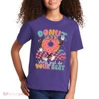 Cute Retro Cartoon Donut Stress Just Do Your Best Kids T-Shirt thumb 2