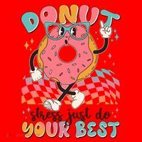 Cute Retro Cartoon Donut Stress Just Do Your Best Santa Hat thumb 1