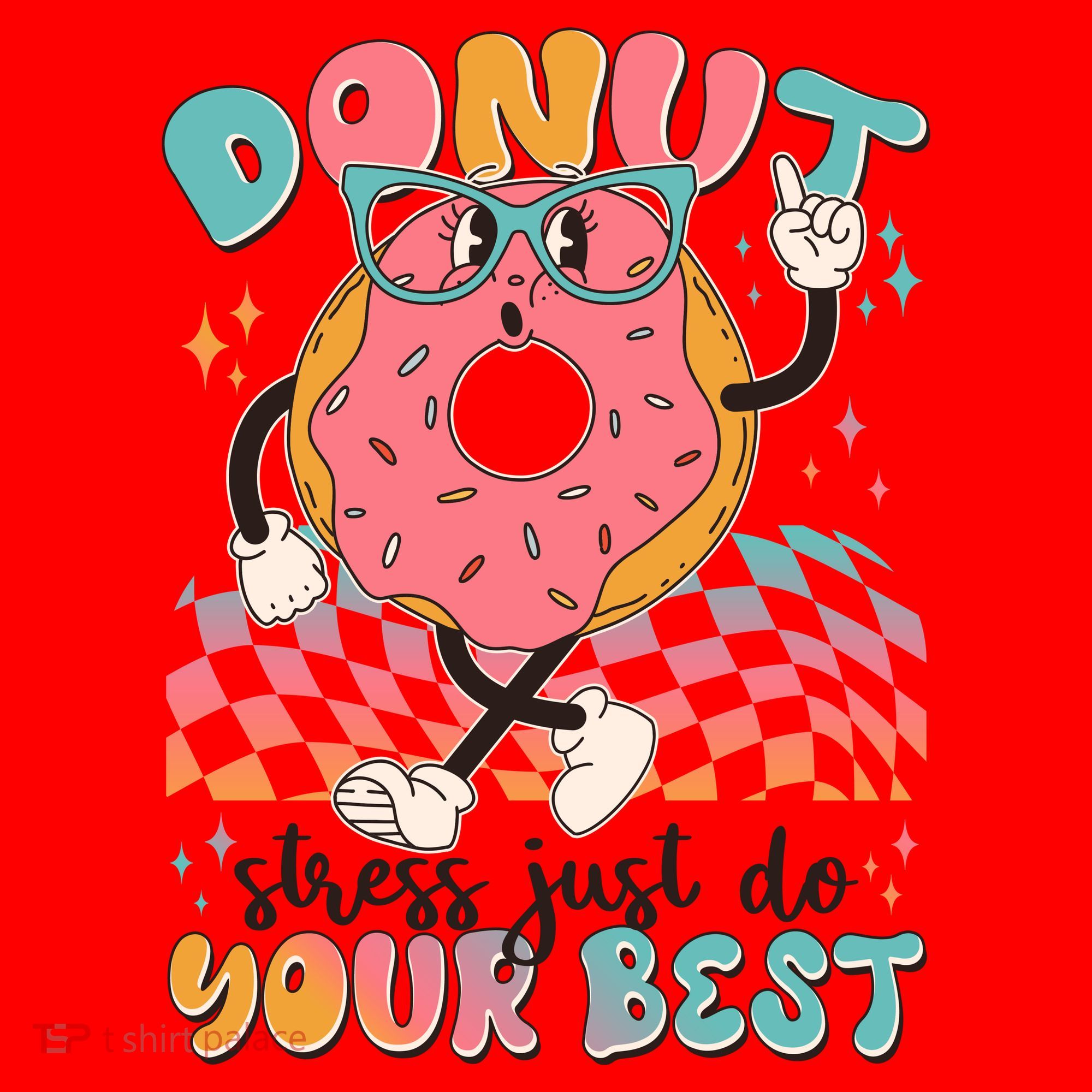 Cute Retro Cartoon Donut Stress Just Do Your Best Santa Hat