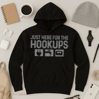 Camping RV Caravan Motorhome Just Here For The Hookups Funny Hoodie thumb 3