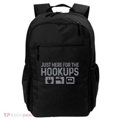 Camping RV Caravan Motorhome Just Here For The Hookups Funny Backpack