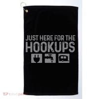 Camping RV Caravan Motorhome Just Here For The Hookups Funny Golf Towel thumb 0
