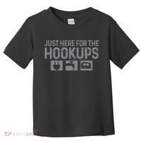 Camping RV Caravan Motorhome Just Here For The Hookups Funny Toddler T-Shirt thumb 0