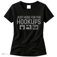 Camping RV Caravan Motorhome Just Here For The Hookups Funny Women's T-Shirt thumb 0