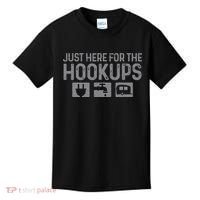 Camping RV Caravan Motorhome Just Here For The Hookups Funny Kids T-Shirt thumb 0
