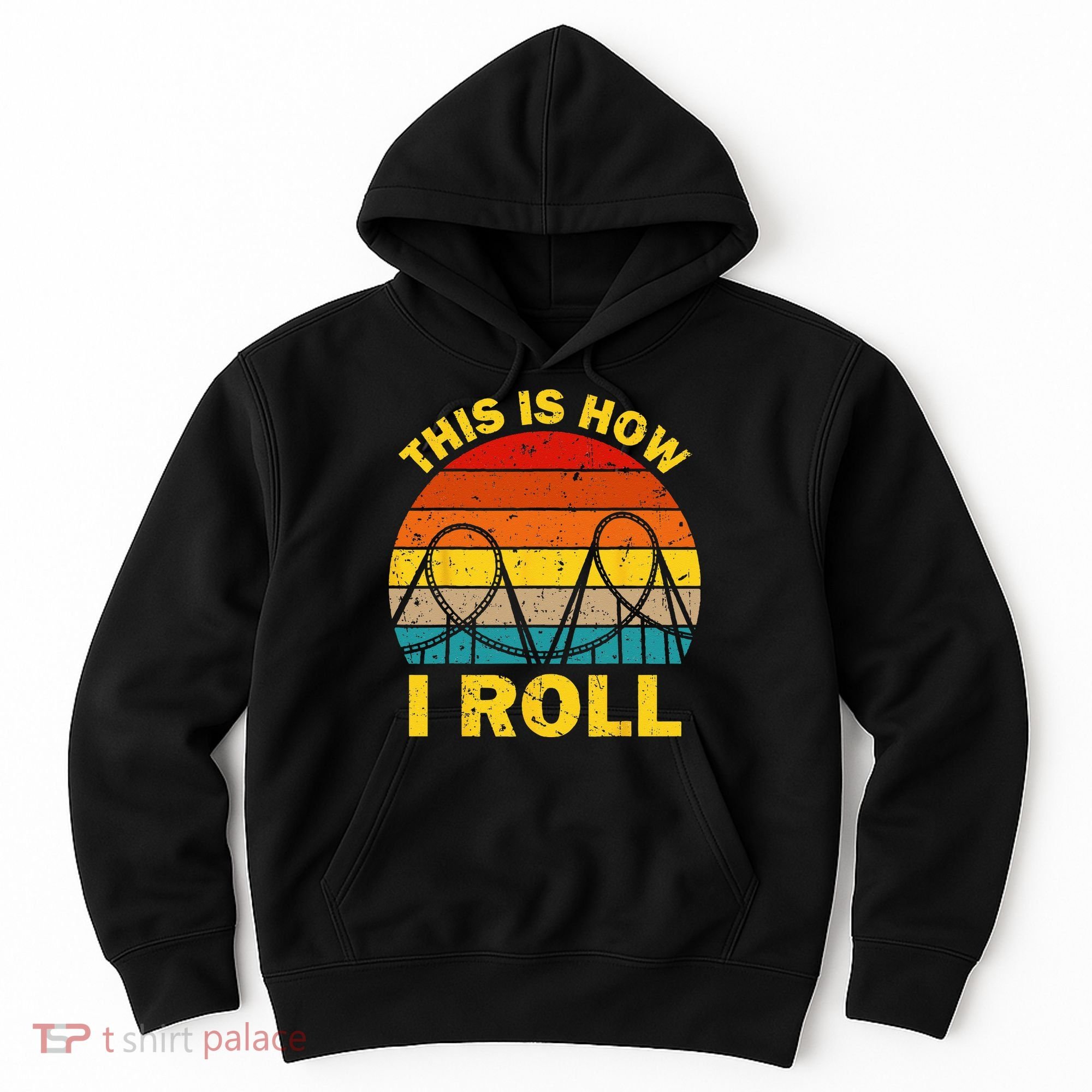 Cool Roller Coaster For  Amusement Theme Park Retro Hoodie