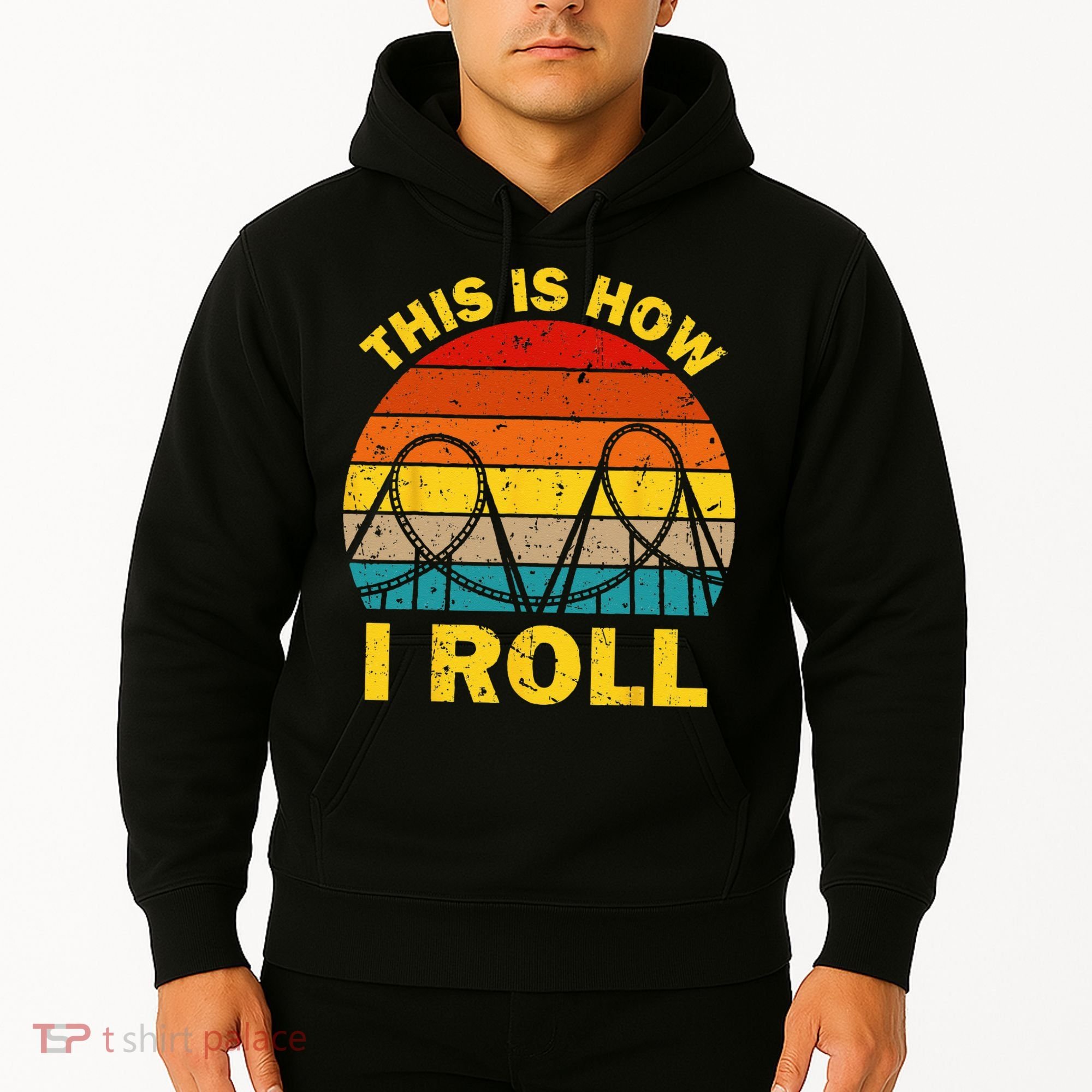 Cool Roller Coaster For  Amusement Theme Park Retro Hoodie