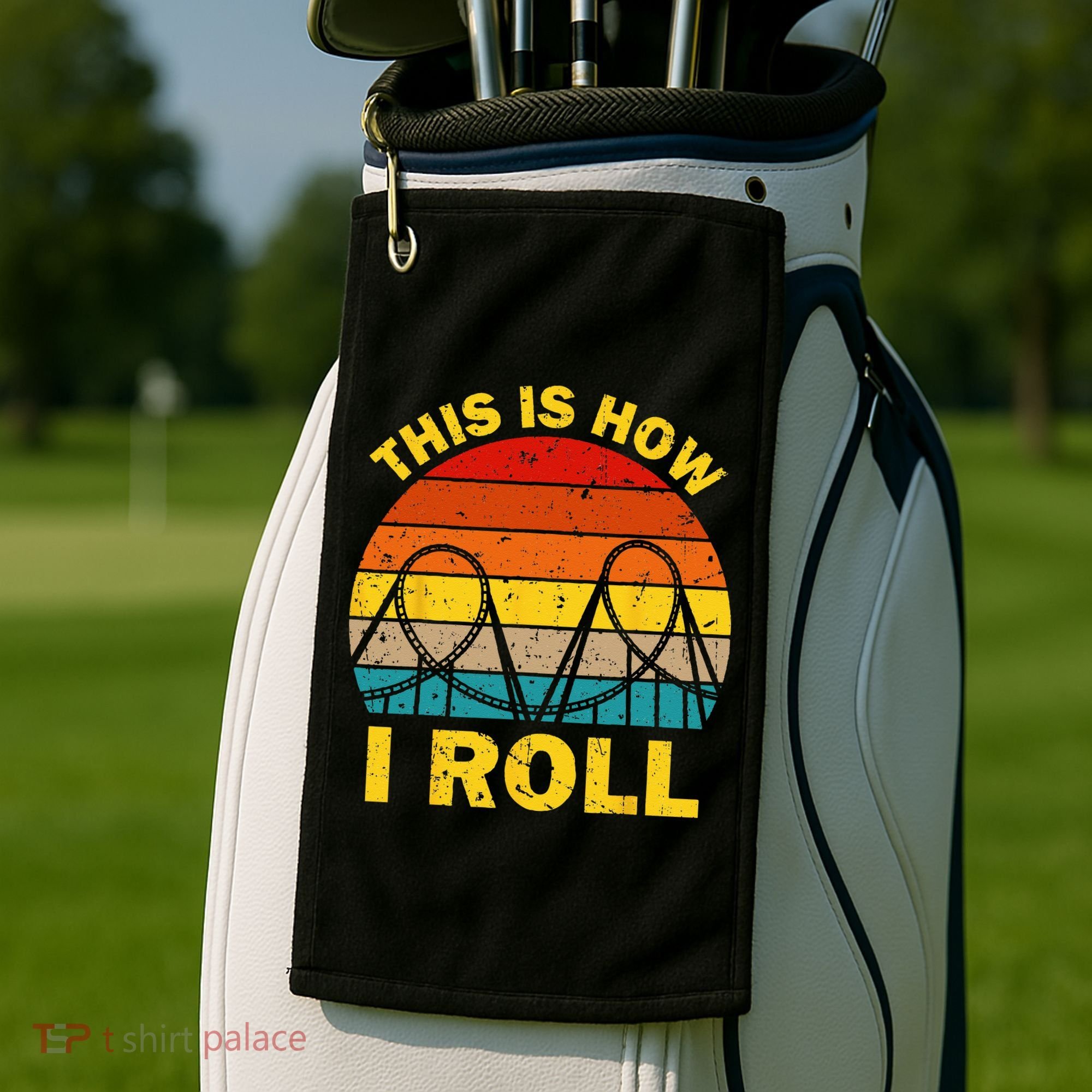 Cool Roller Coaster For  Amusement Theme Park Retro Golf Towel