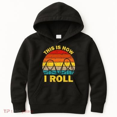 Cool Roller Coaster For  Amusement Theme Park Retro Kids Hoodie