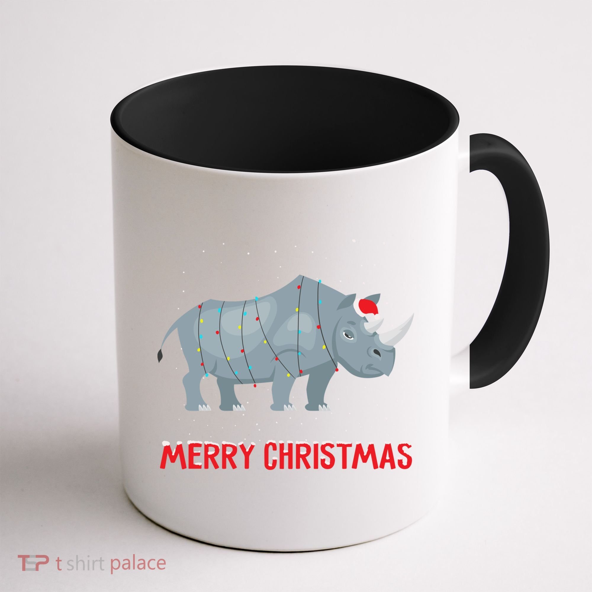 Cute Rhino Christmas Tree Lights Xmas Holidays Great Gift Coffee Mug