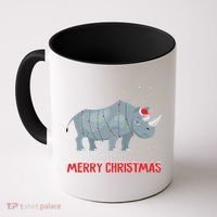 Cute Rhino Christmas Tree Lights Xmas Holidays Great Gift Coffee Mug thumb 0