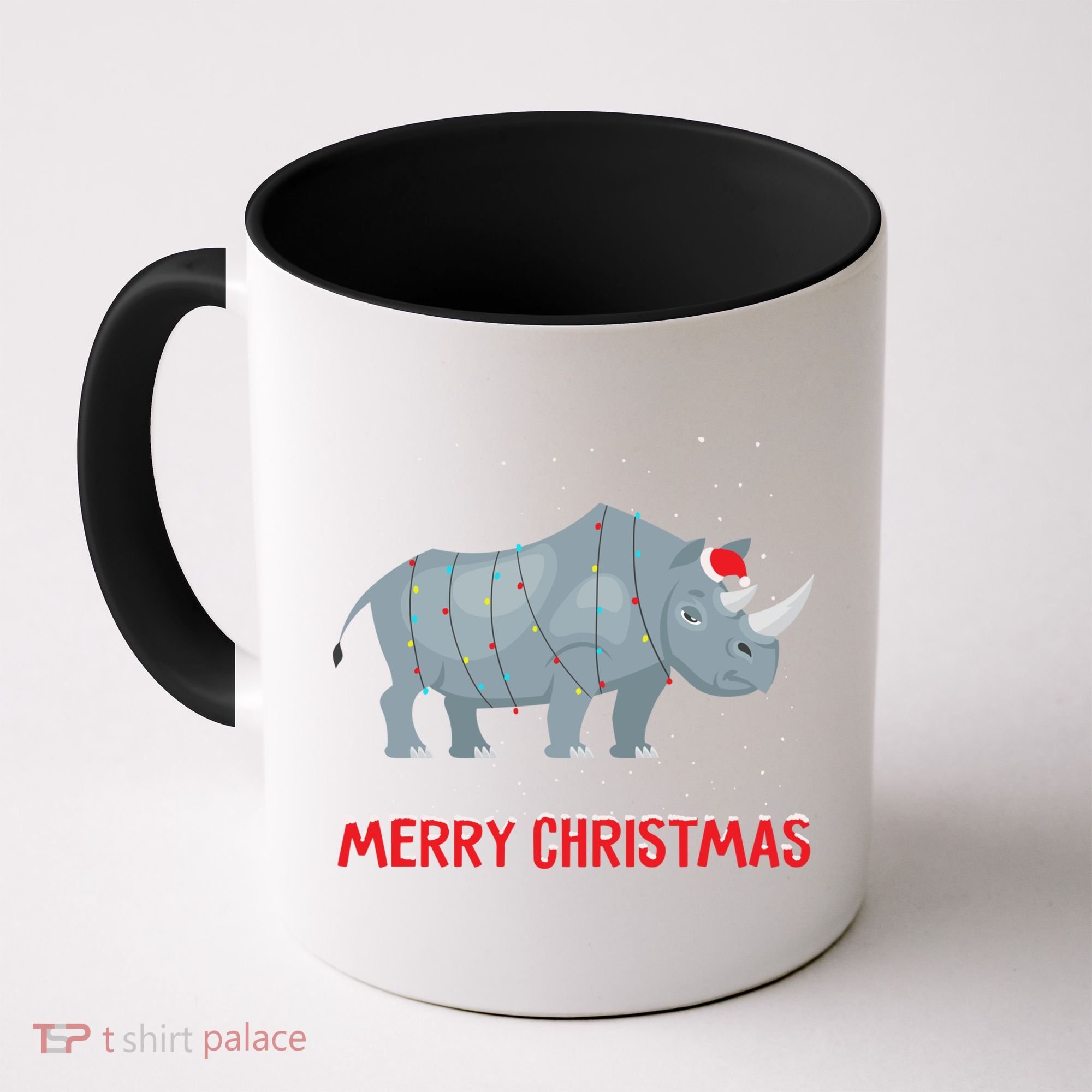 Cute Rhino Christmas Tree Lights Xmas Holidays Great Gift Coffee Mug