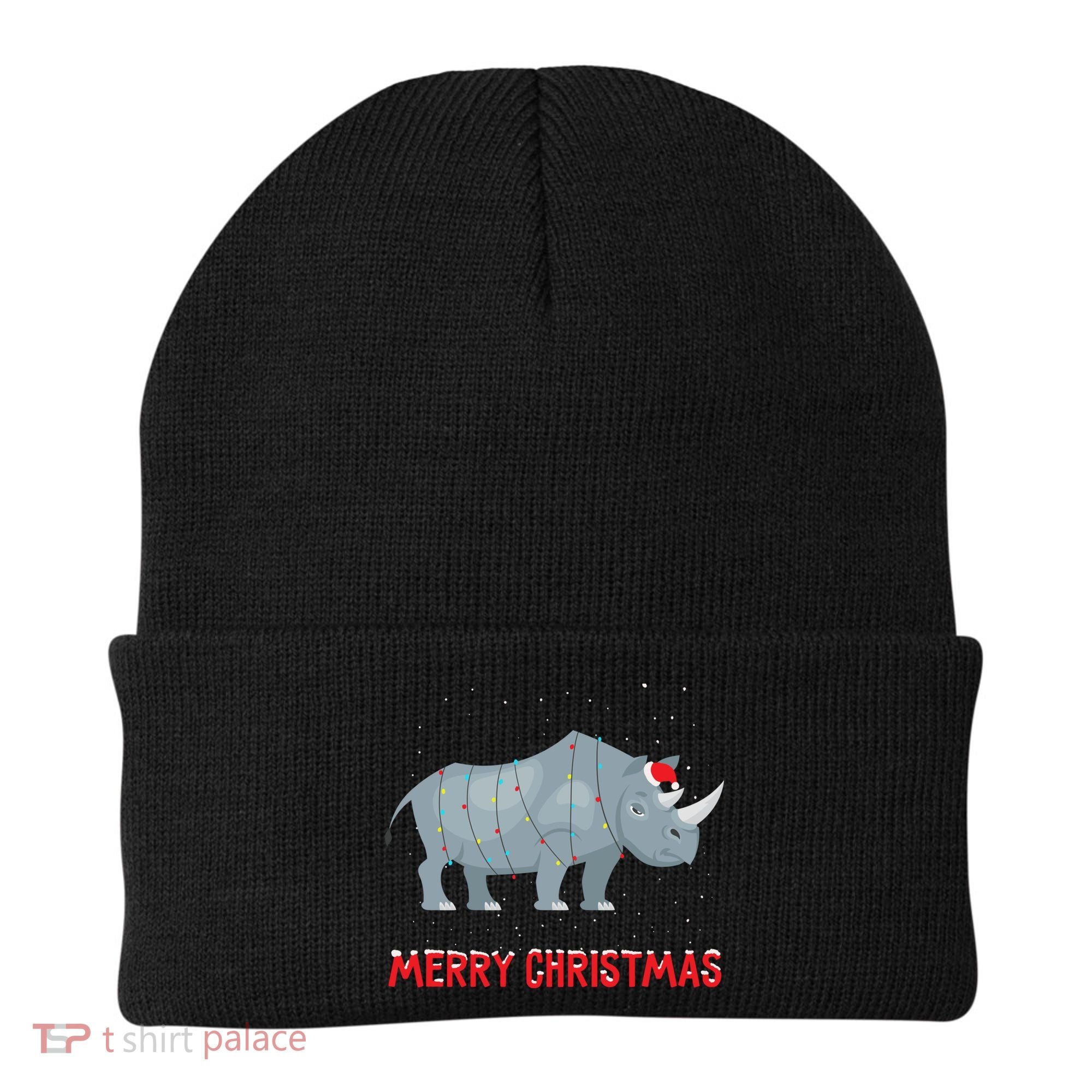 Cute Rhino Christmas Tree Lights Xmas Holidays Great Gift Beanie