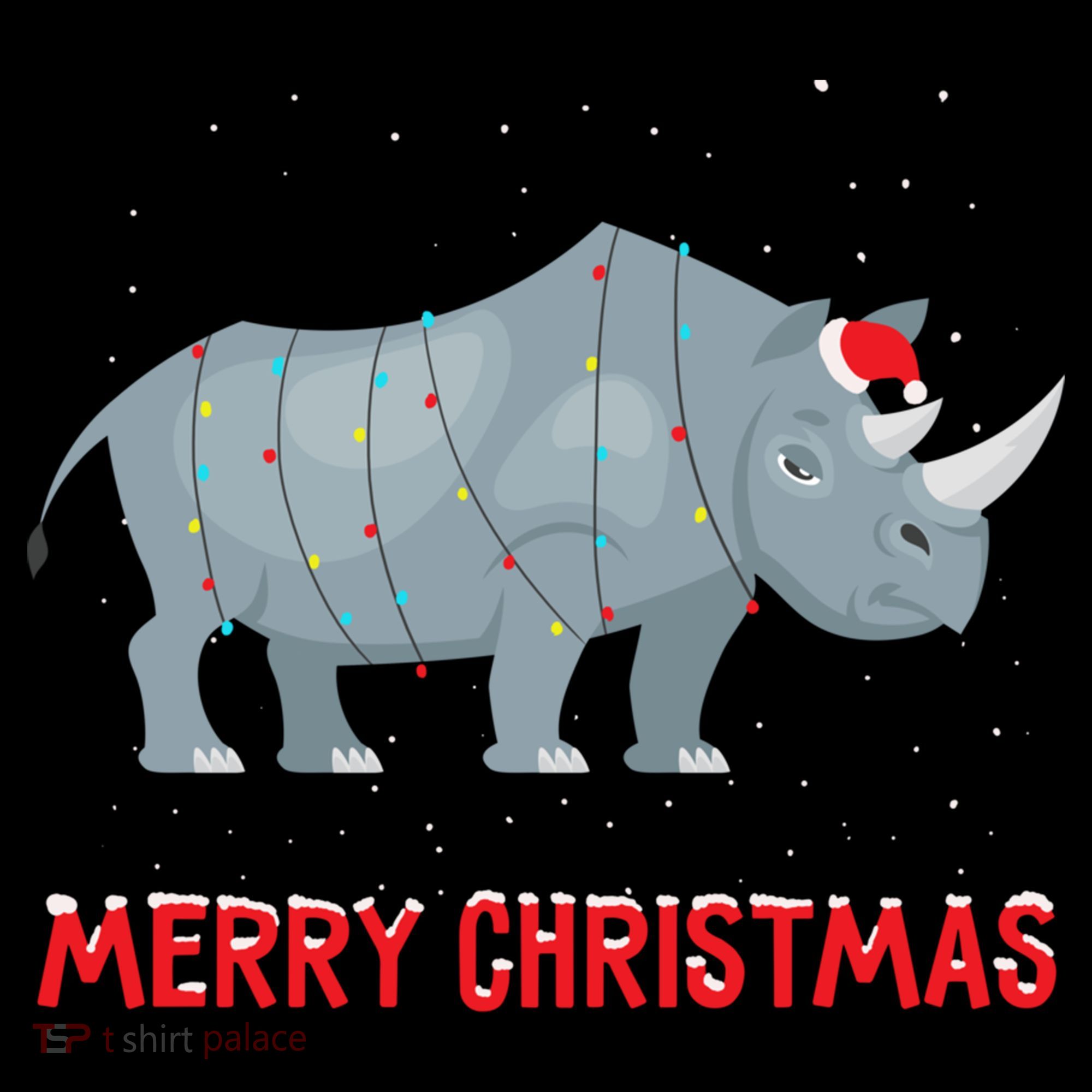 Cute Rhino Christmas Tree Lights Xmas Holidays Great Gift Women's Hoodie