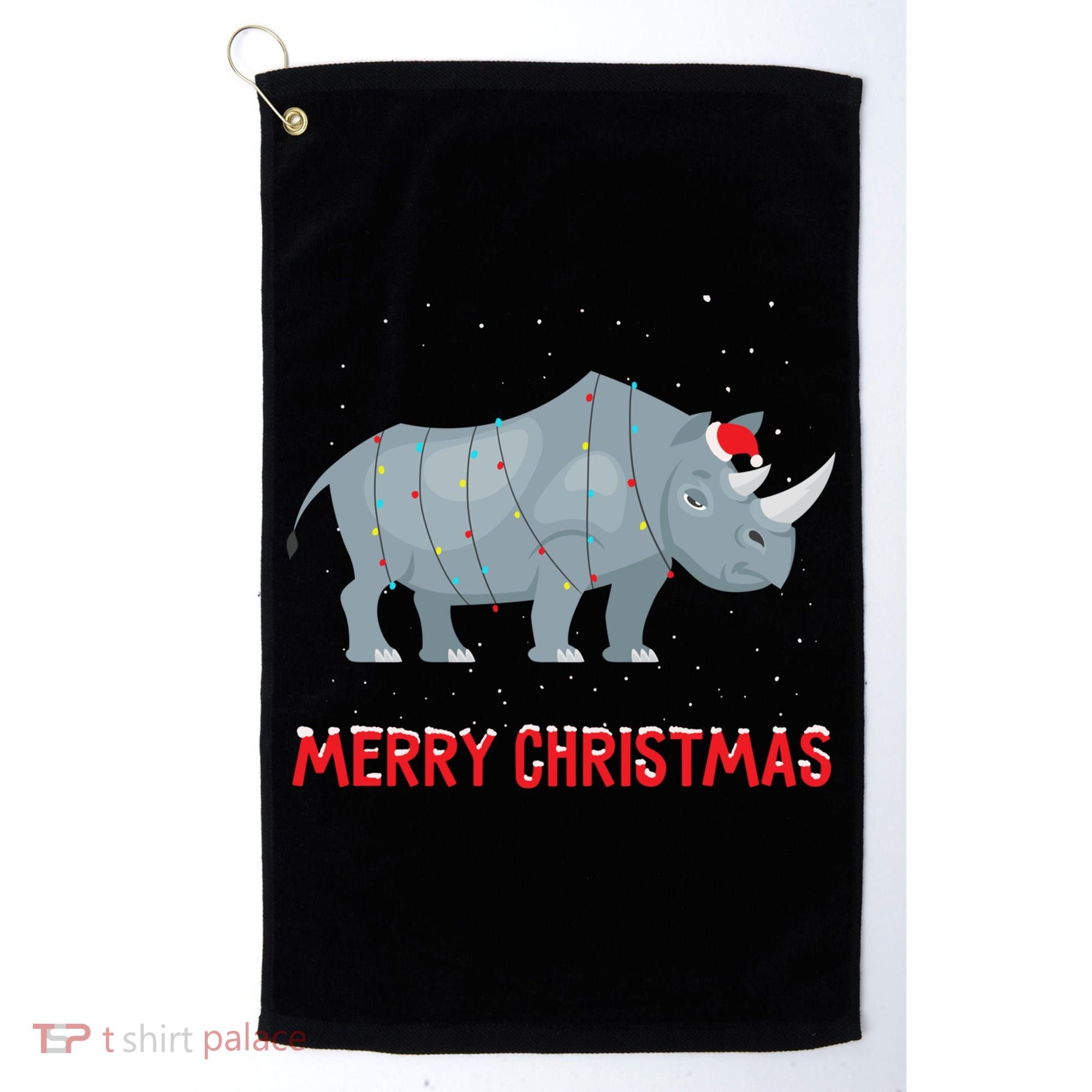 Cute Rhino Christmas Tree Lights Xmas Holidays Great Gift Golf Towel