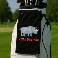 Cute Rhino Christmas Tree Lights Xmas Holidays Great Gift Golf Towel thumb 2
