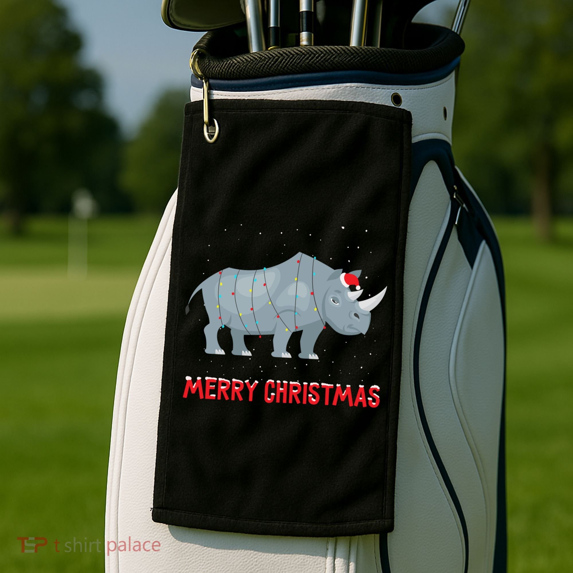 Cute Rhino Christmas Tree Lights Xmas Holidays Great Gift Golf Towel