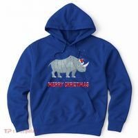 Cute Rhino Christmas Tree Lights Xmas Holidays Great Gift Hoodie thumb 0