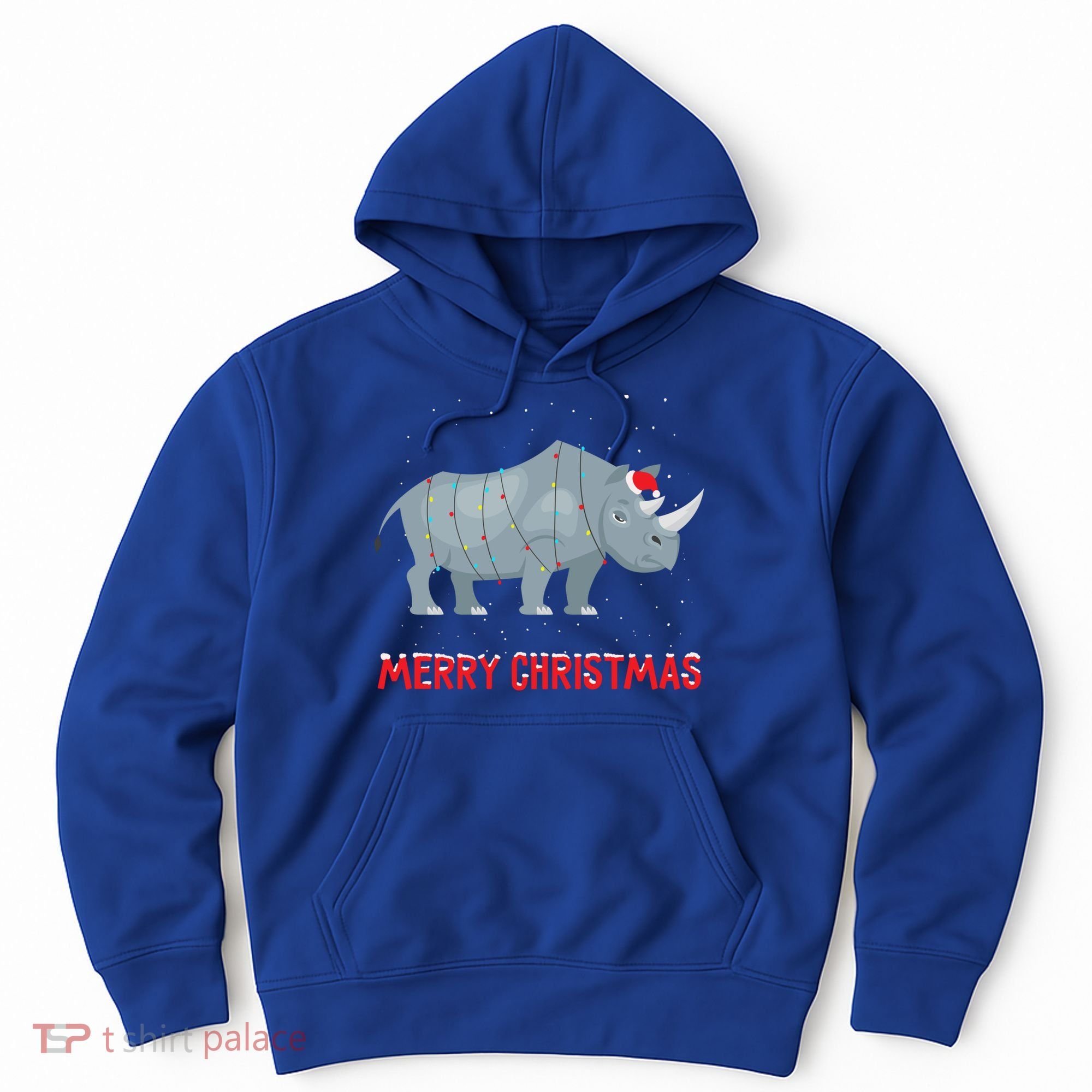 Cute Rhino Christmas Tree Lights Xmas Holidays Great Gift Hoodie