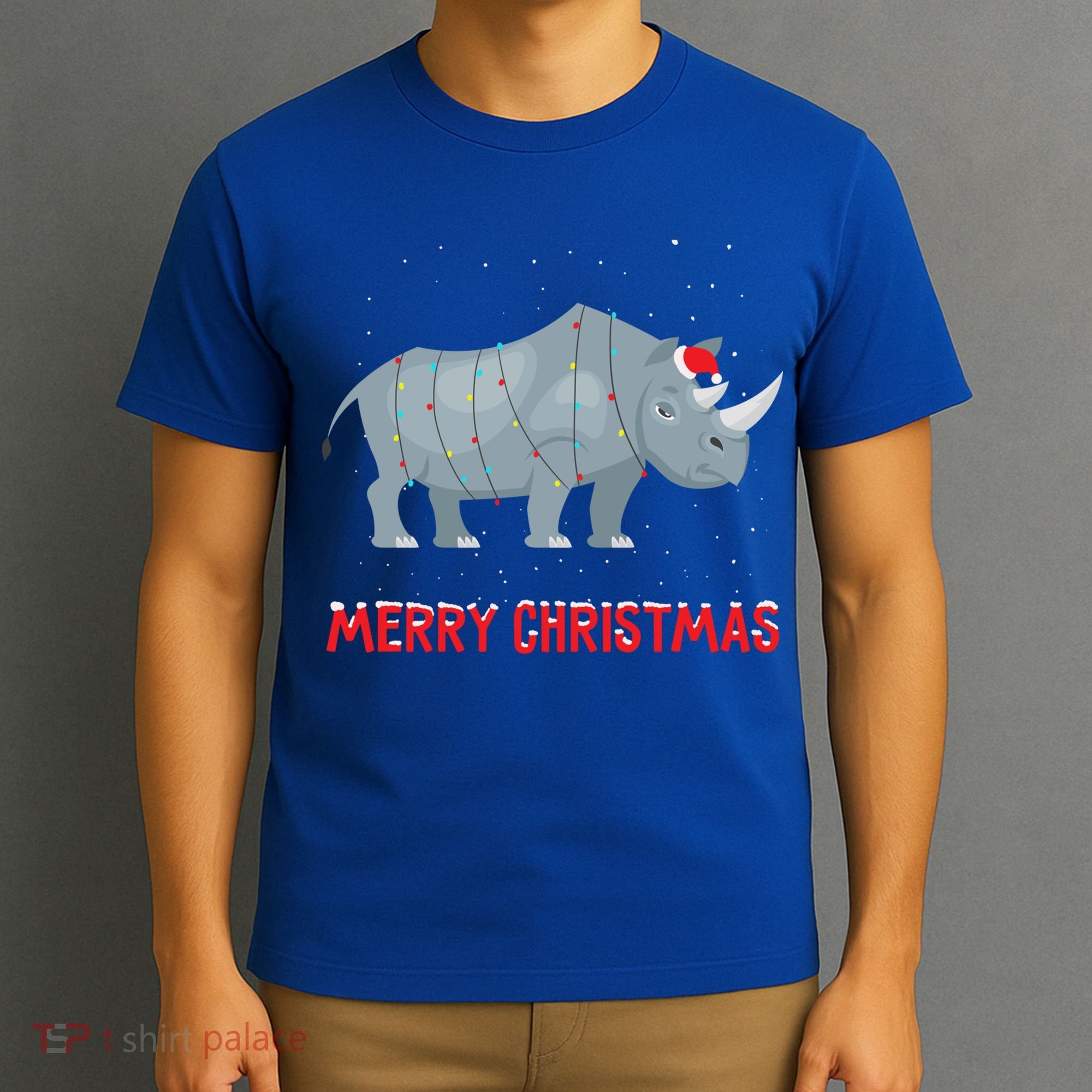 Cute Rhino Christmas Tree Lights Xmas Holidays Great Gift T-Shirt