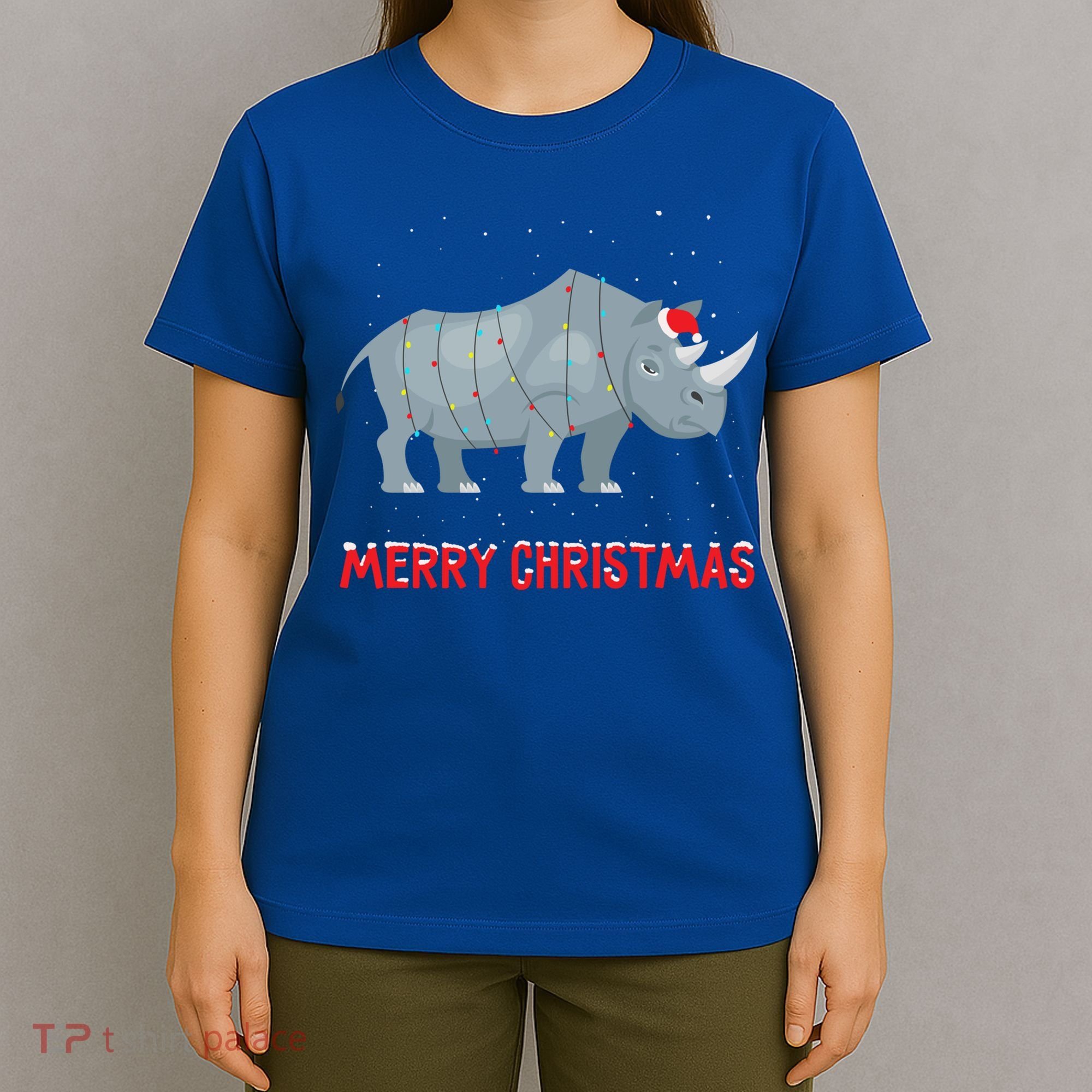 Cute Rhino Christmas Tree Lights Xmas Holidays Great Gift T-Shirt