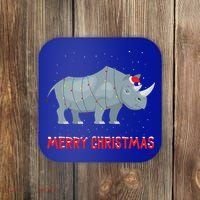 Cute Rhino Christmas Tree Lights Xmas Holidays Great Gift Coaster thumb 0