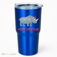Cute Rhino Christmas Tree Lights Xmas Holidays Great Gift Tumbler thumb 0