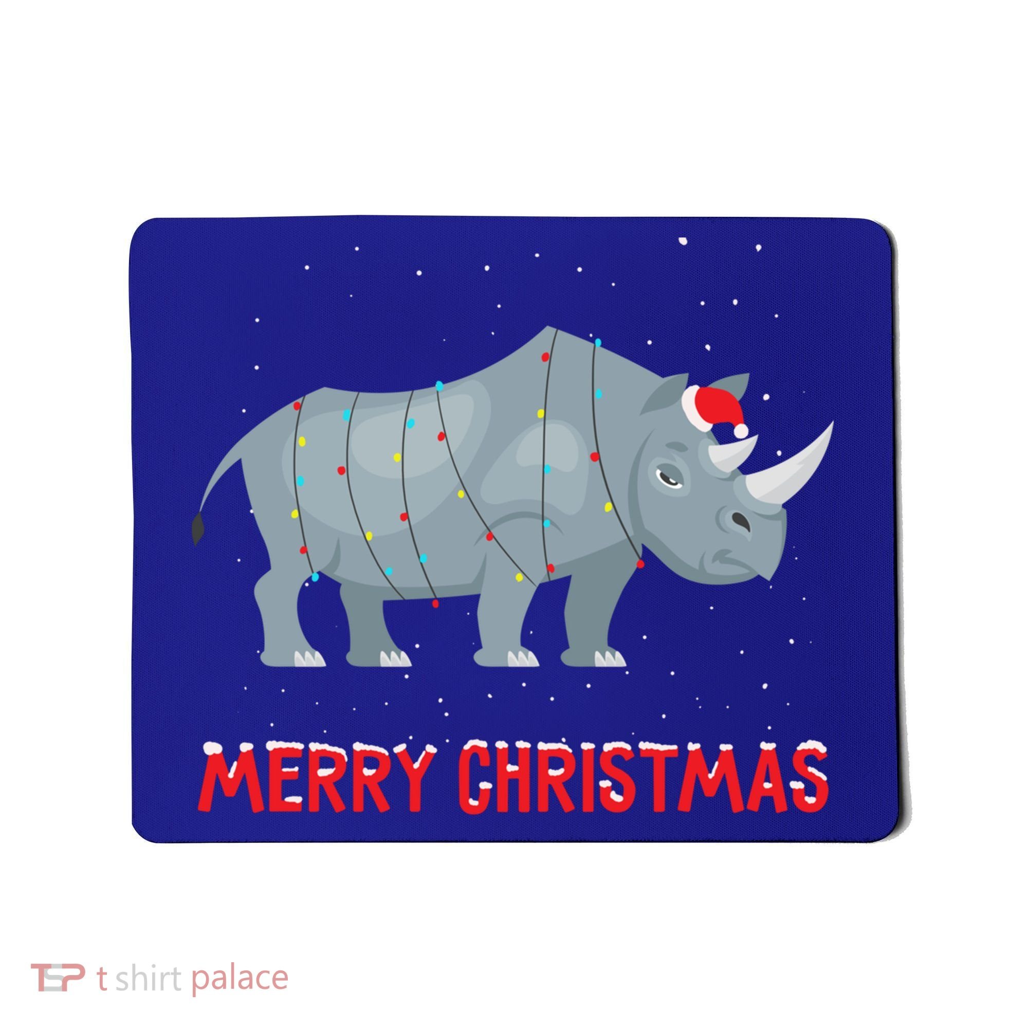 Cute Rhino Christmas Tree Lights Xmas Holidays Great Gift Mousepad