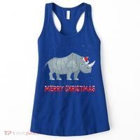 Cute Rhino Christmas Tree Lights Xmas Holidays Great Gift Women's Tank Top thumb 0