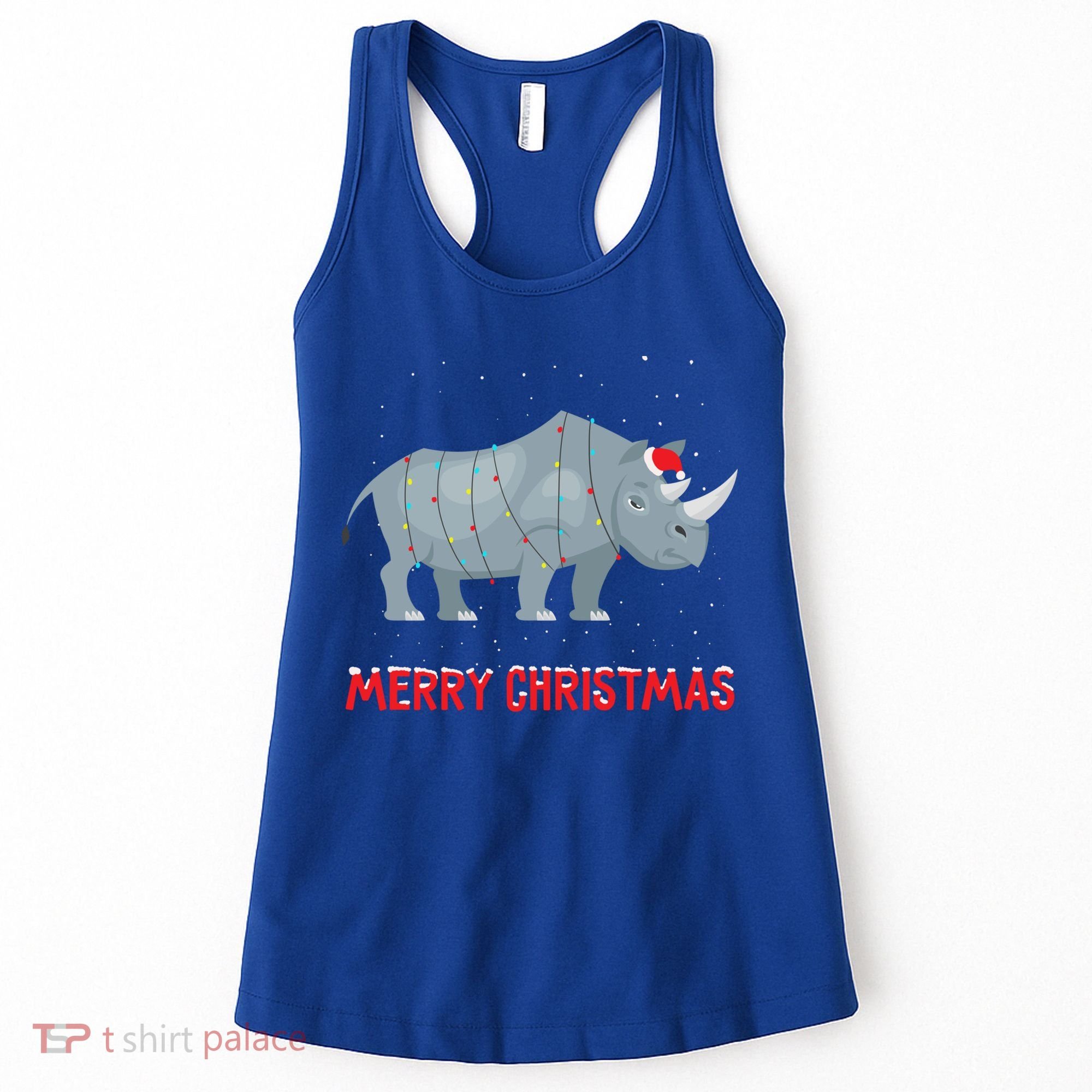 Cute Rhino Christmas Tree Lights Xmas Holidays Great Gift Women's Tank Top