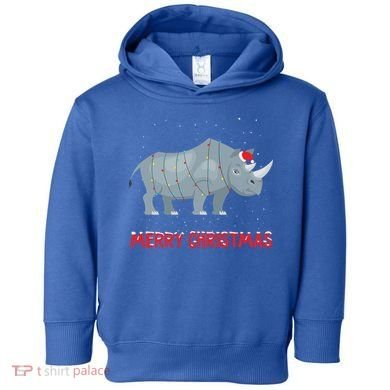 Cute Rhino Christmas Tree Lights Xmas Holidays Great Gift Toddler Hoodie