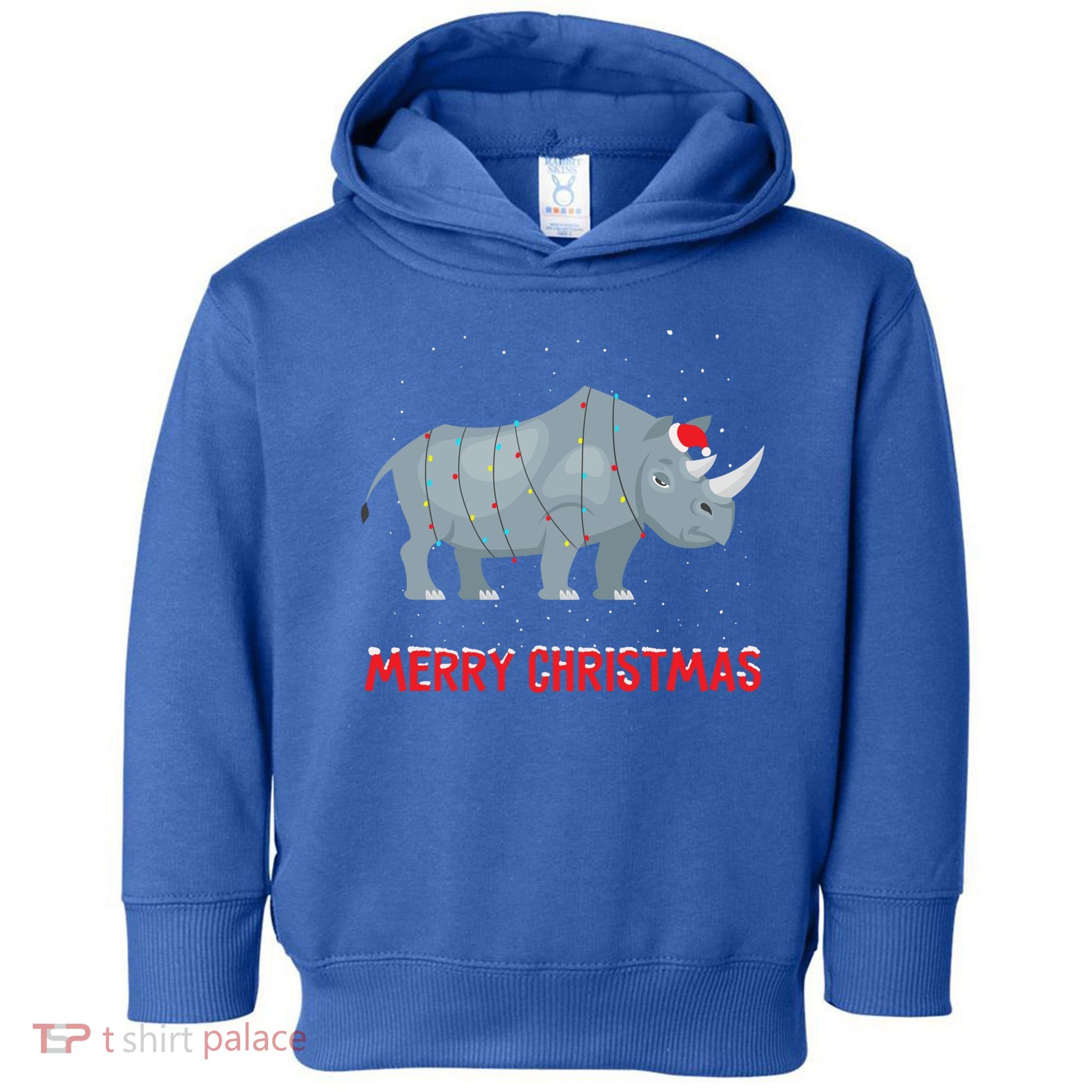 Cute Rhino Christmas Tree Lights Xmas Holidays Great Gift Toddler Hoodie
